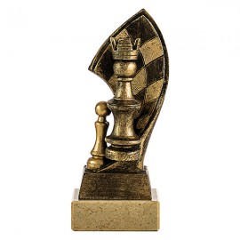 Trofeo de resina ajedrez decorada en oro viejo