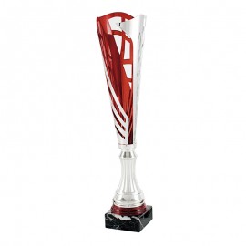 Trofeo bicolor plateado y rojo  
