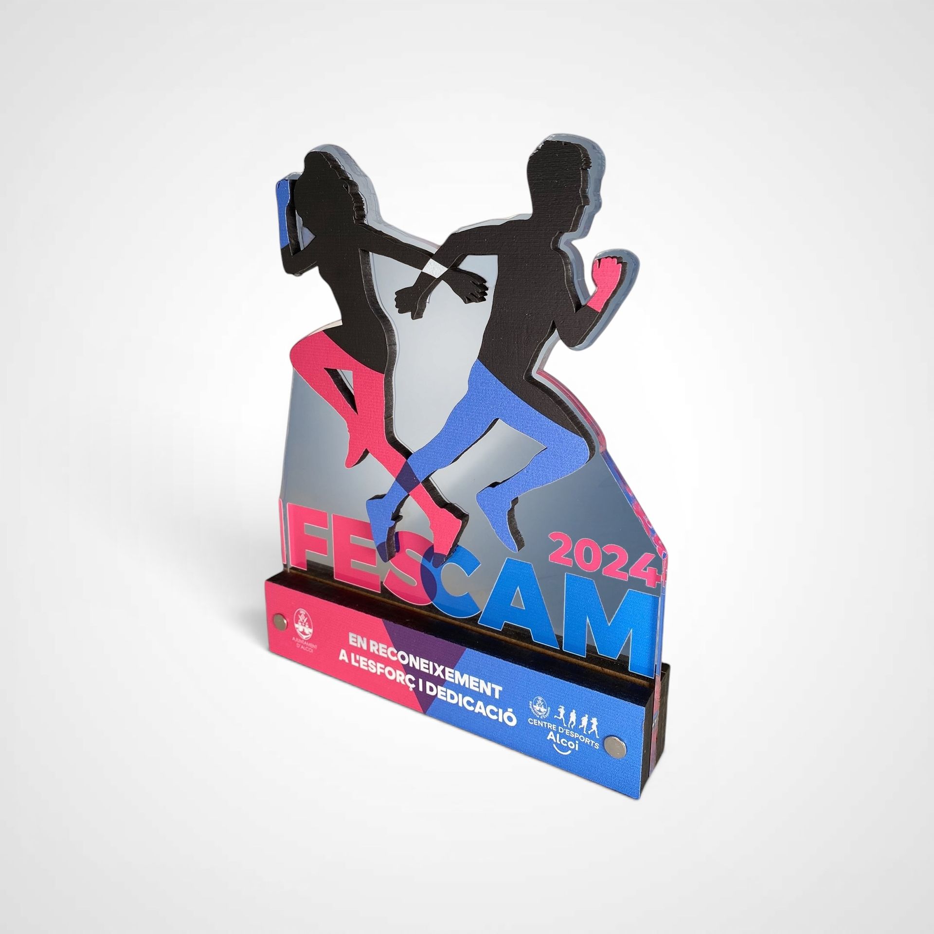 Trofeo running madera metacrilato 025