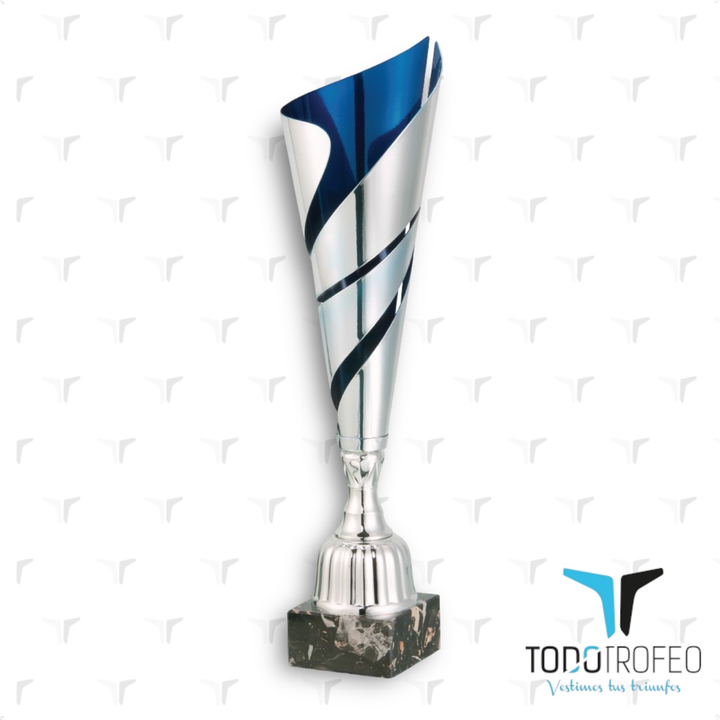 Trofeo 17006/2 42cm azul y plateado con rayas