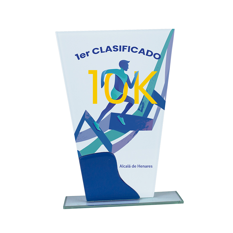 Trofeo Cristal transparente y azul. Ref. 26077