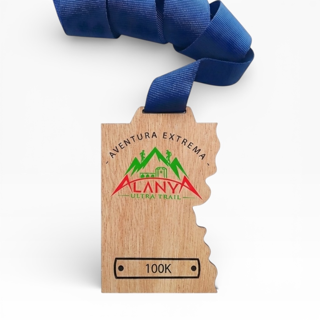 Medalla de madera 87*51mm impresa color con cinta sub. 1 cara de 2cm "Aitex Terra Trail" (copia)