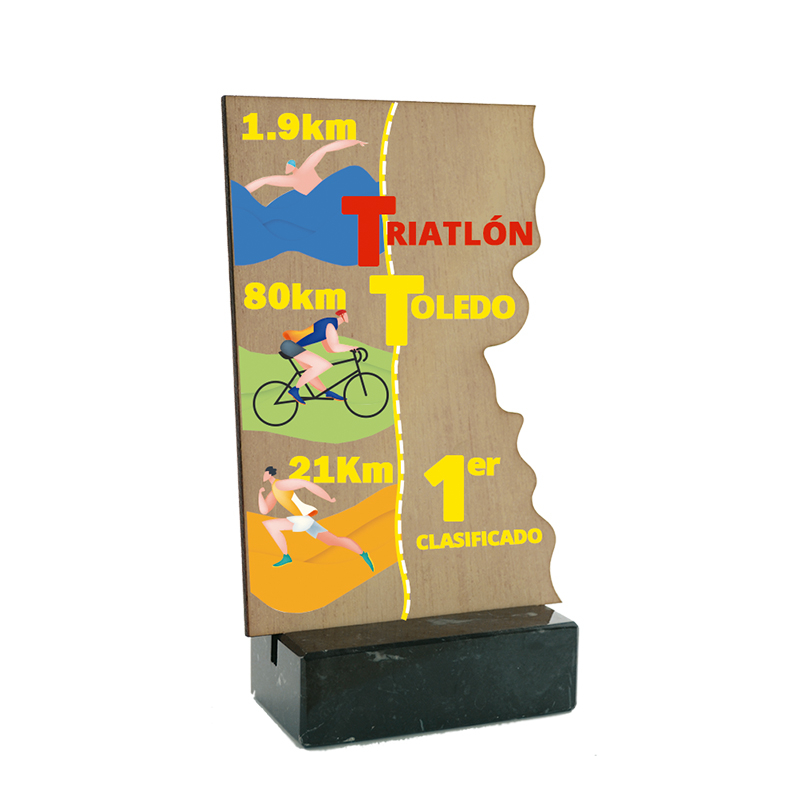 Trofeo TW01 de madera impreso a todo color