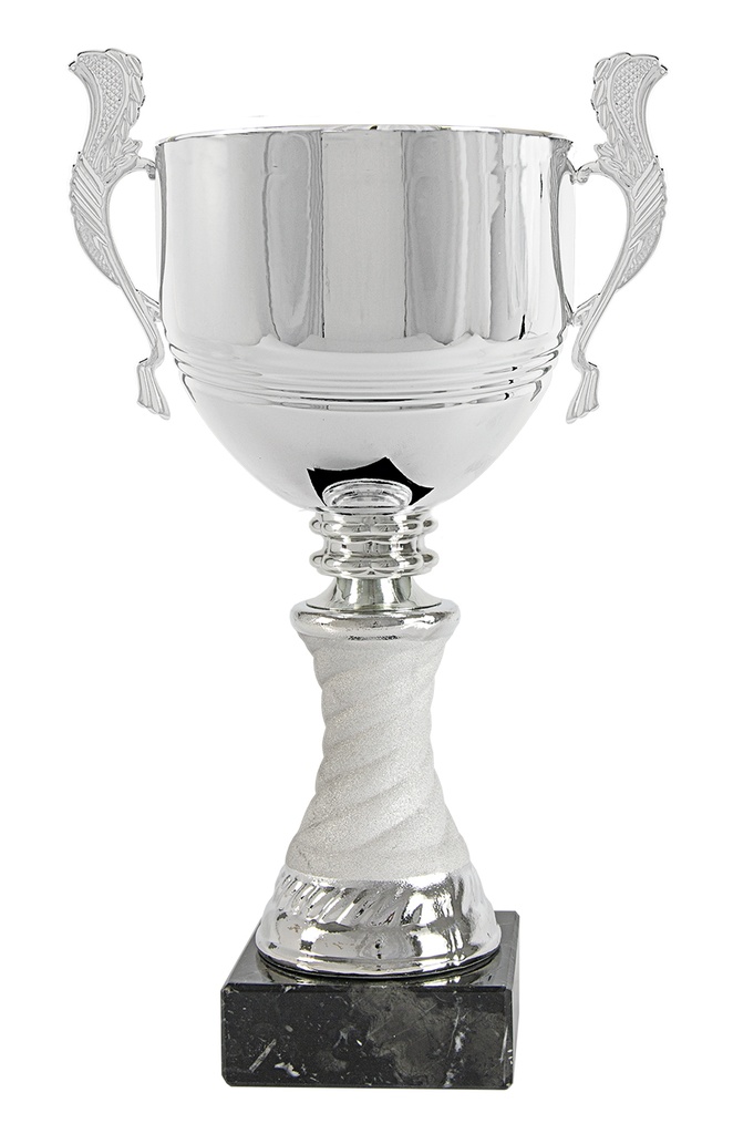 Trofeo clásico plateado con asas y detalles en oro (copia)