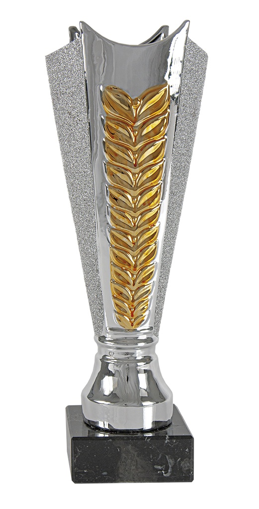 Trofeo cerámica  plata/oro peana de mármol