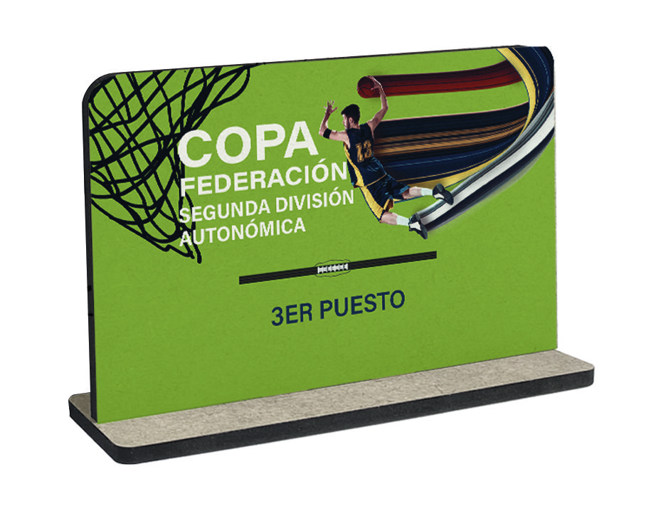 Trofeo de madera TW05 rectangular con base de madera