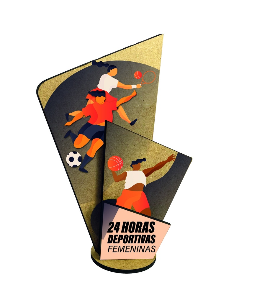 Trofeo de madera TW08 rectangular de 5 mm con base de madera