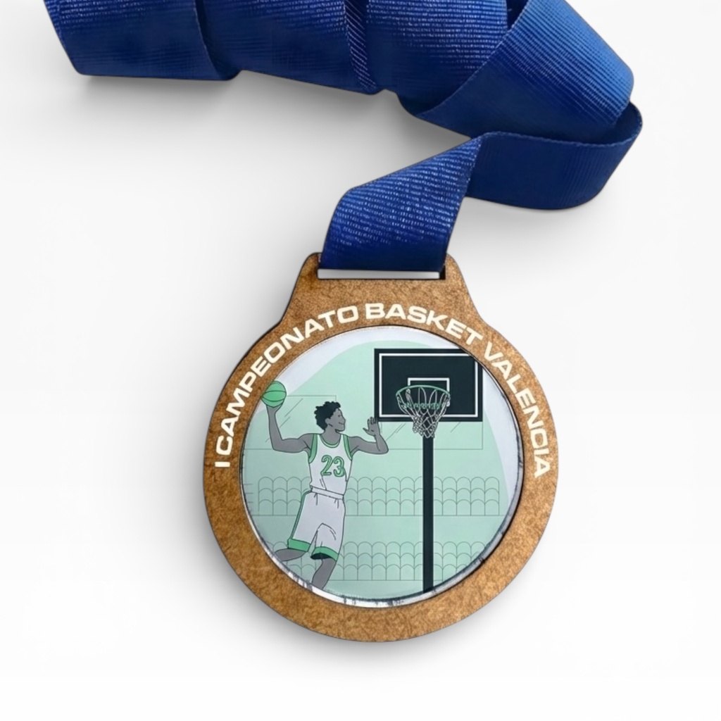 Medalla de madera S27A impresa a todo color