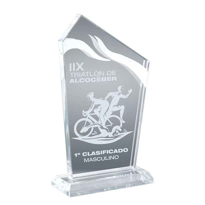 Trofeo cristal 12mm grosor grabado a láser. Ref. 26070 (24092)