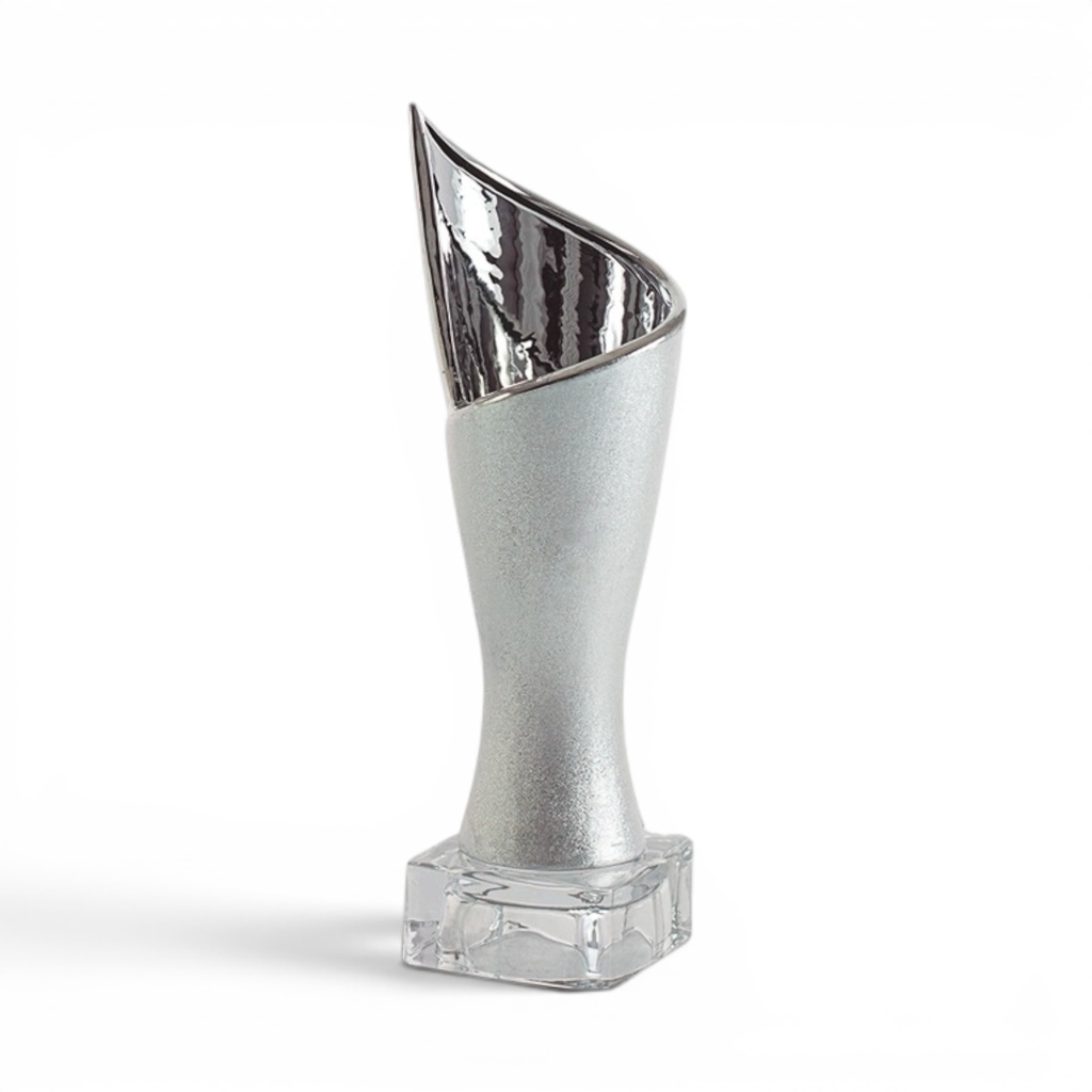 Copa plateada de cristal de diseño visual, 3 alturas Ref. 26032