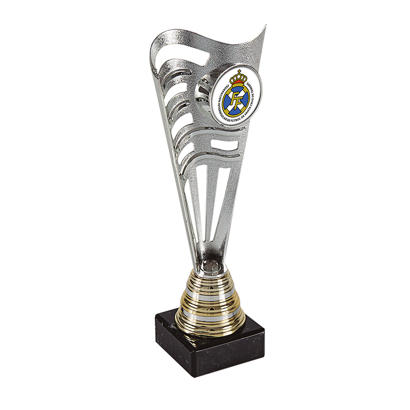 Trofeo Plateado con portadiscos base Oro-Plata