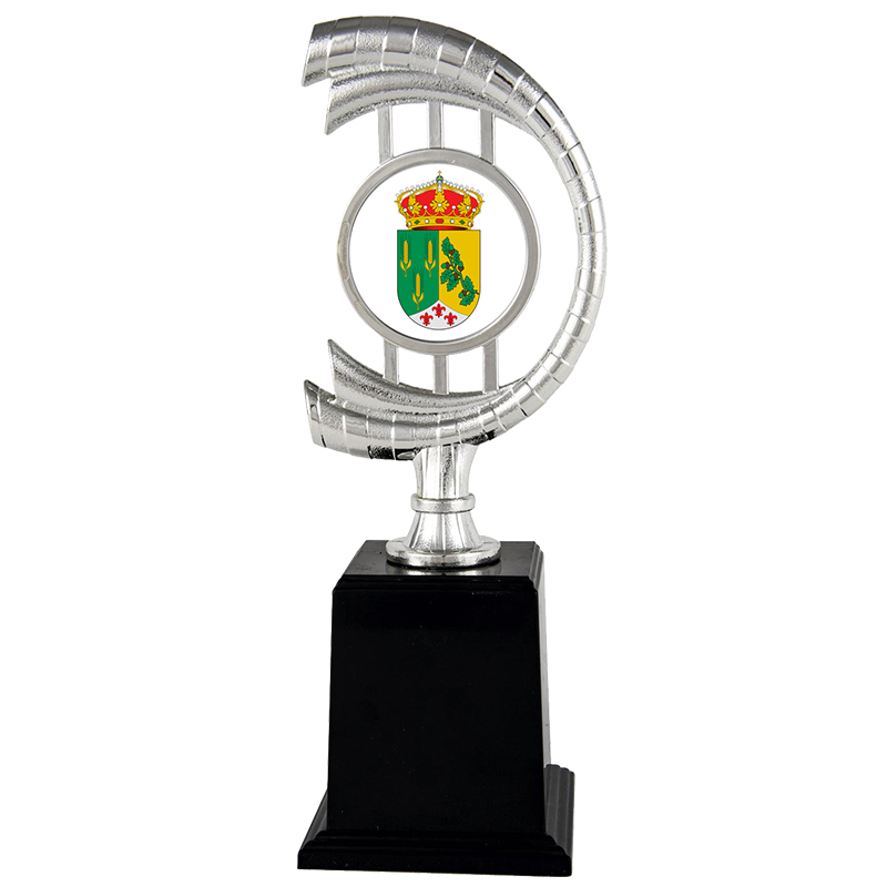 Trofeo plástico portadiscos plateado 24109