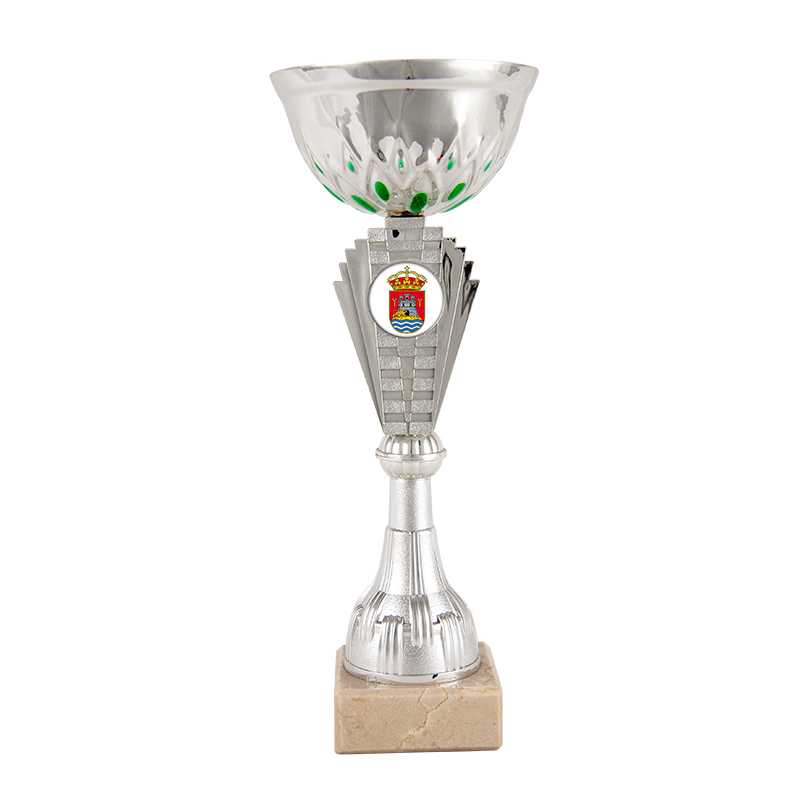 Trofeo copa plata/verde con disco