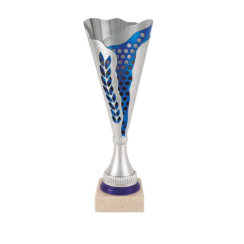 Trofeo Plateado y azul con laurel