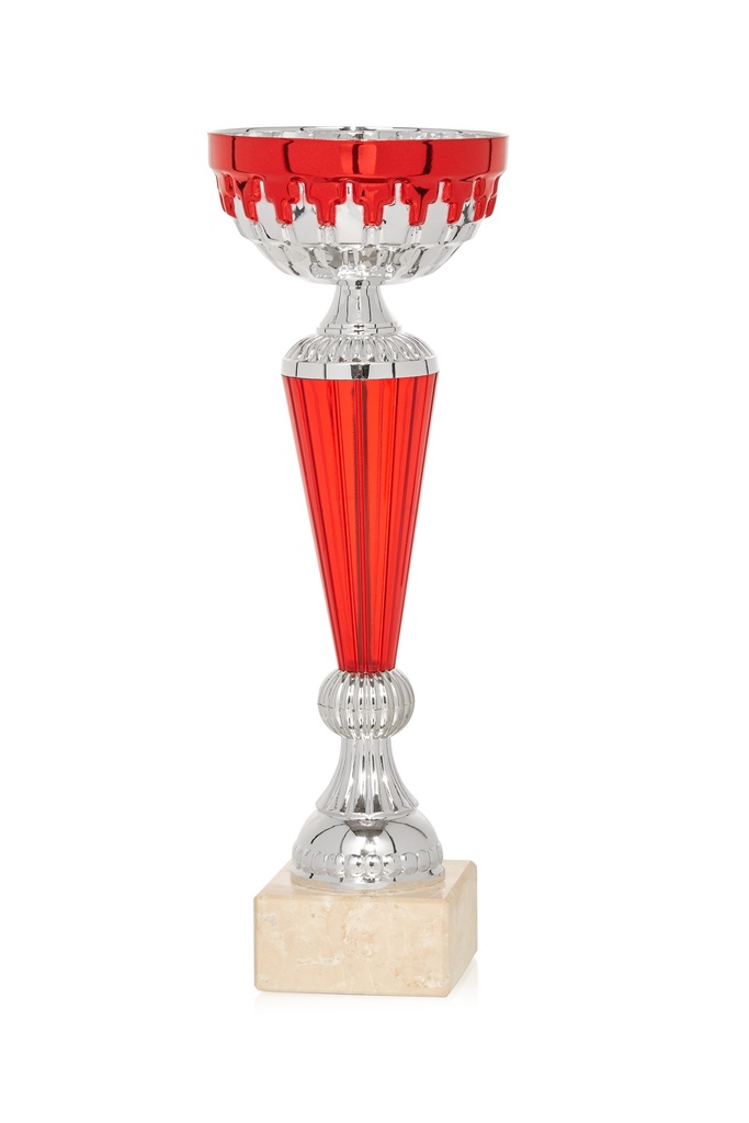 Trofeo Económico plata y rojo de 3 alturas. Ref. 26057