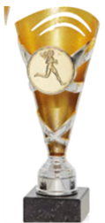 Copa plateada y dorada con borde recortado, 3 alturas Ref. 26040