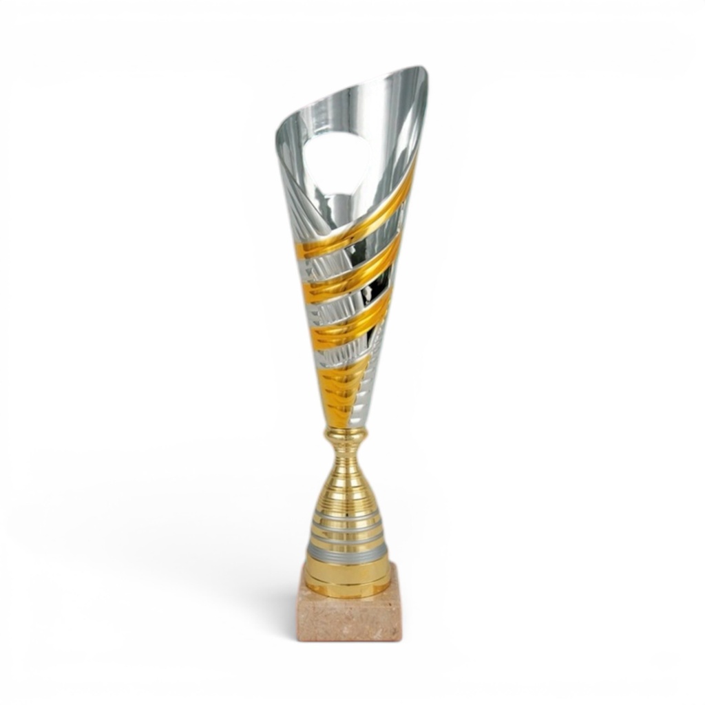 Trofeo Económico bicolor plata y oro de 3 alturas. Ref. 26036