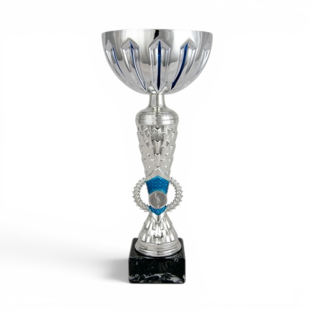Copa plateada y azul sin asas, 3 alturas Ref. 26045