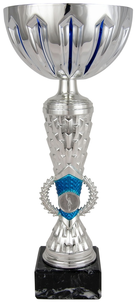 Trofeo Económico bicolor plata y azul de 3 alturas. Ref. 26045 