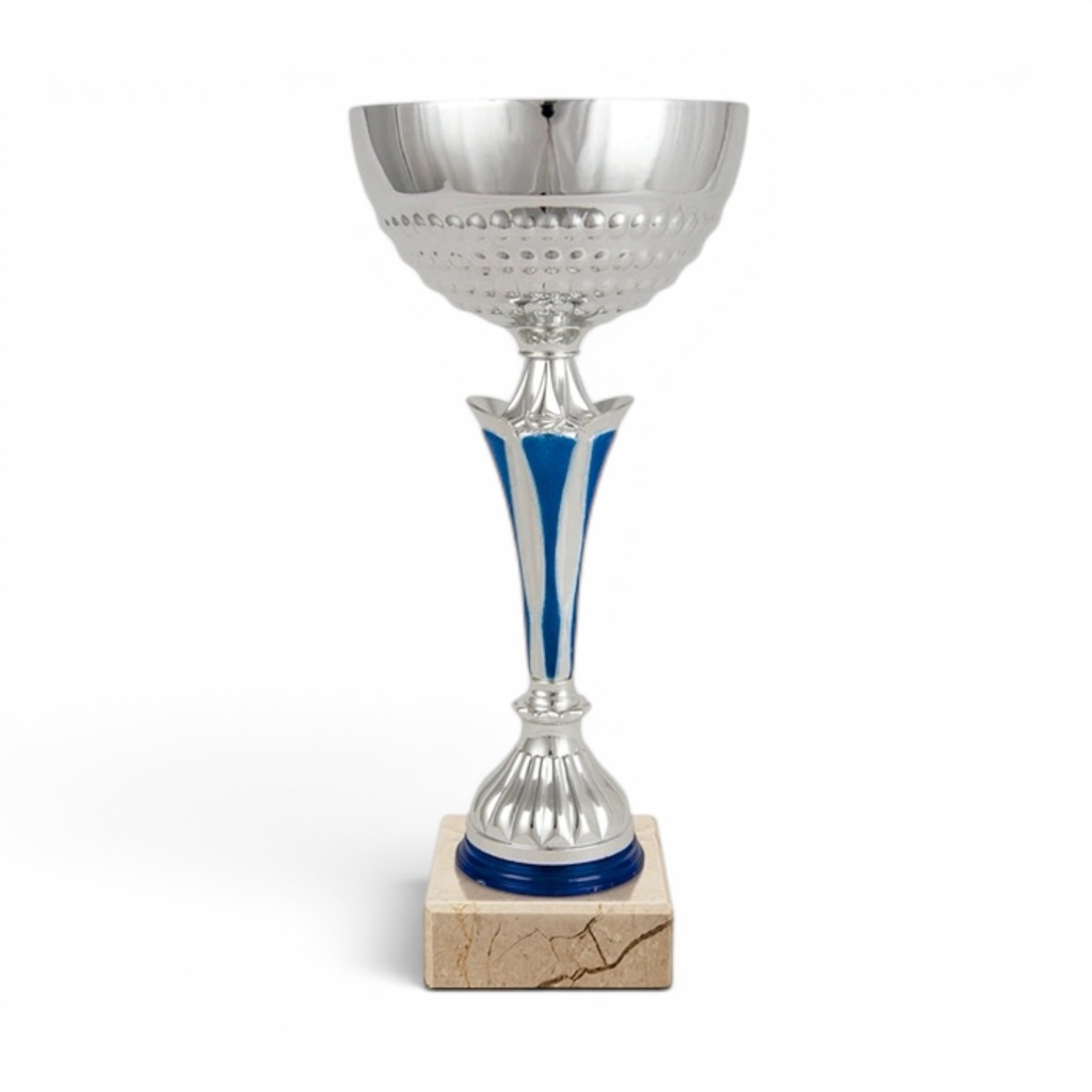 Copa plateada y azul sin asas, 3 alturas Ref. 26047