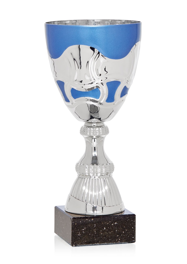 Trofeo Clásico en Azul y Plata con peana de mármol  Ref. 26018