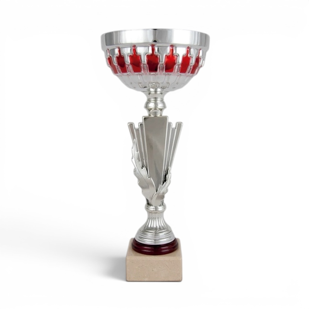Copa plateada y roja plateada, 3 alturas Ref. 26051