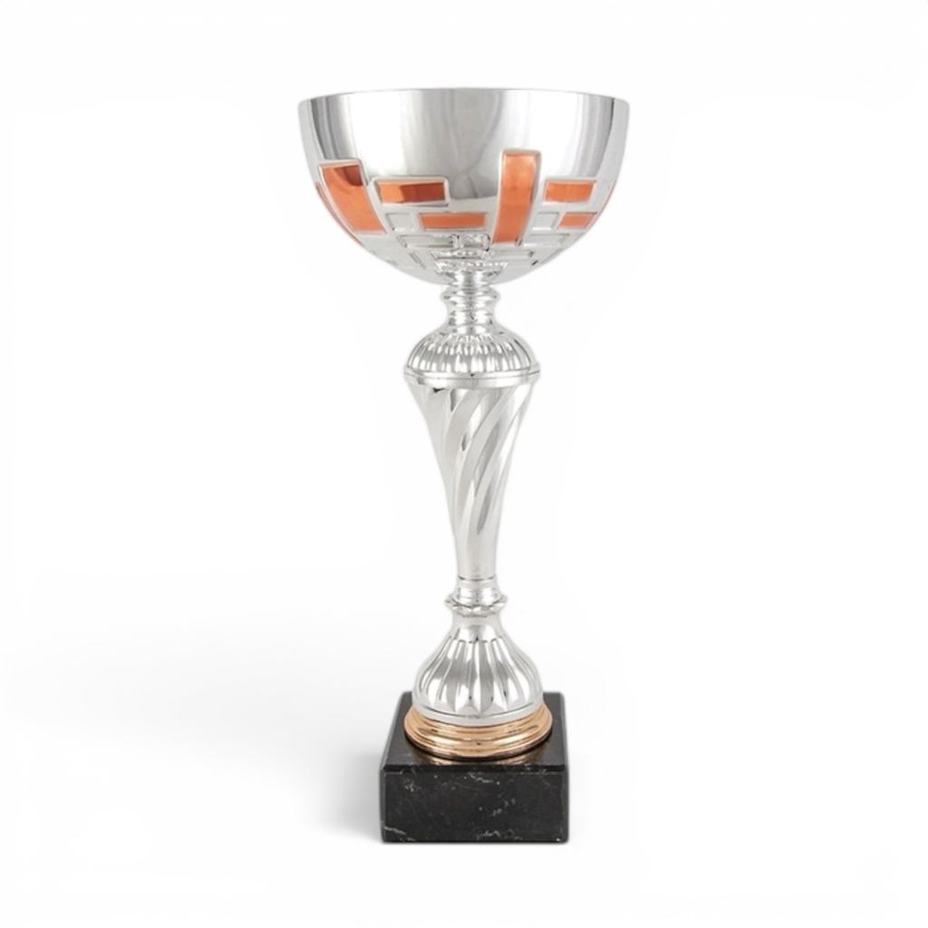 Trofeo Económico plata y bronce con peana de mármol negro en 3 alturas. Ref. 26056