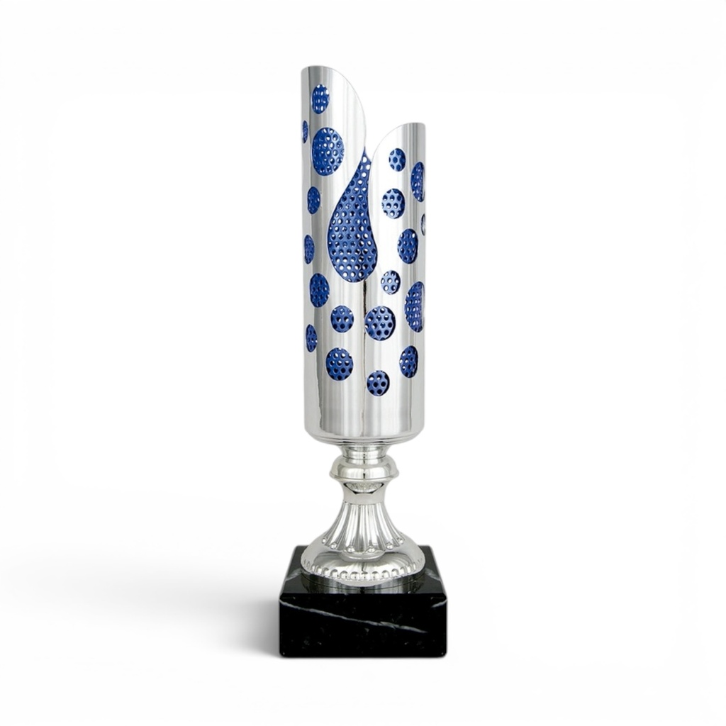 Copa plateada y azul cilíndrica sin asas, 3 alturas Ref. 26005