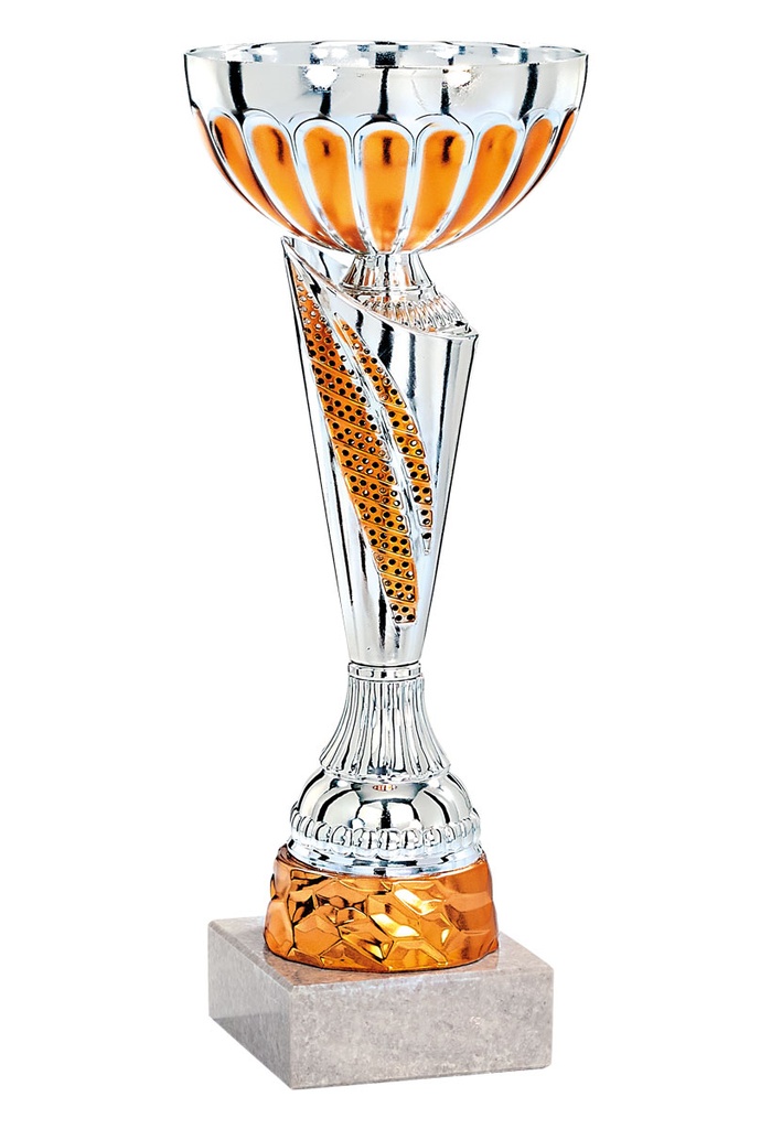 Trofeo Económico en plata y naranja con peana de mármol Ref. 26046