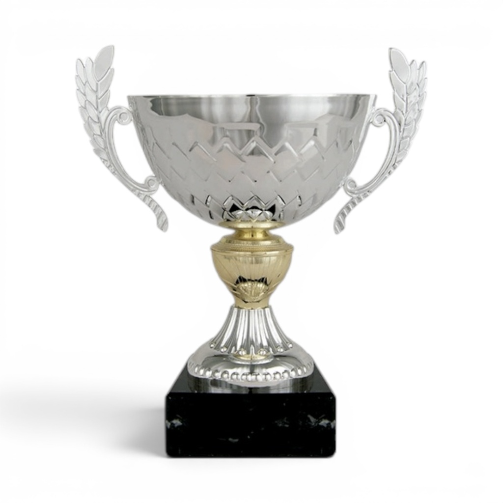 Trofeo Clásico plata-oro con asas y peana de mármol Ref. 26022
