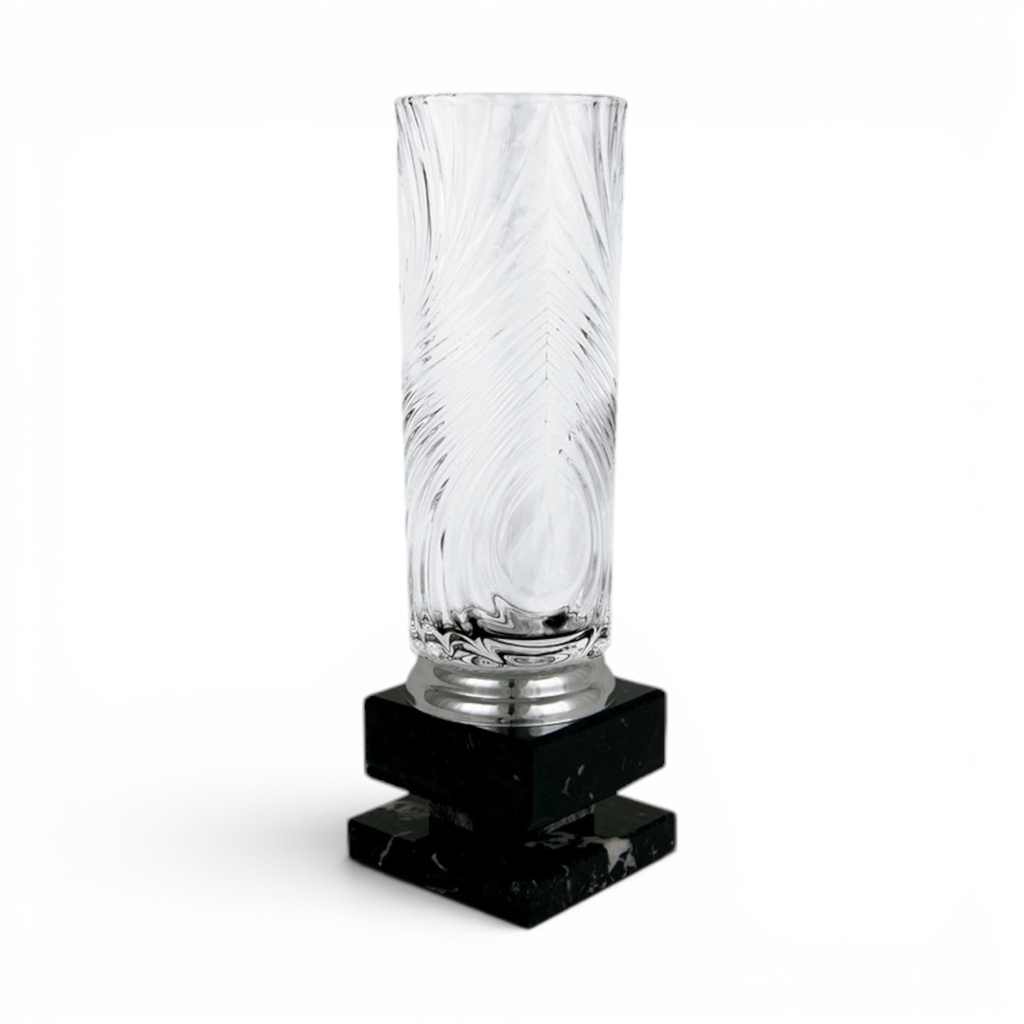Copa plateada de cristal con peana destacada, 3 alturas Ref. 26029