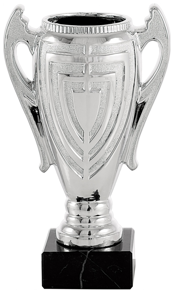 Trofeo de cerámica plata de 4 alturas y peana de mármol Ref. 26030