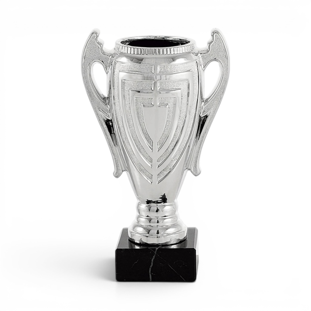 Trofeo de cerámica plata de 4 alturas y peana de mármol Ref. 26030