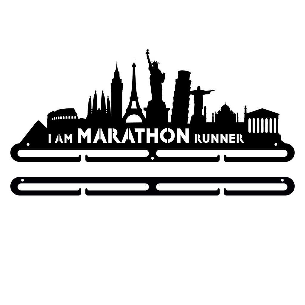 Medallero metal I Am Marathon Running de 400mm con extensión