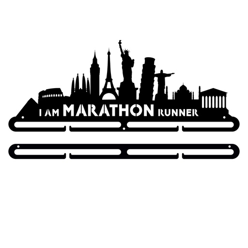 [MDL.011-2] Medallero metal I Am Marathon Running de 400mm con extensión