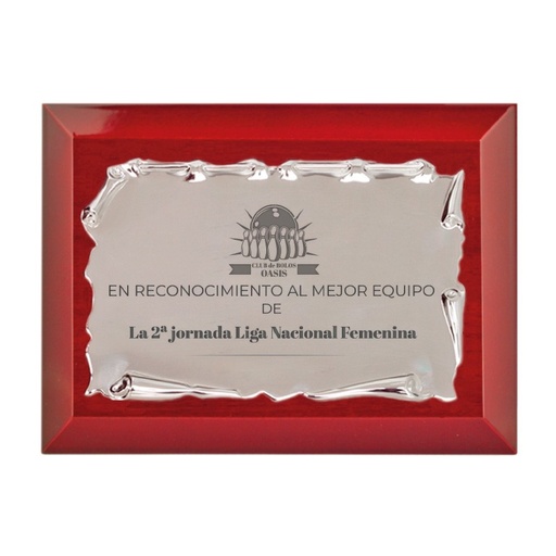 Placa homenaje en aluminio de 2 tamaños. Ref. AMIENS