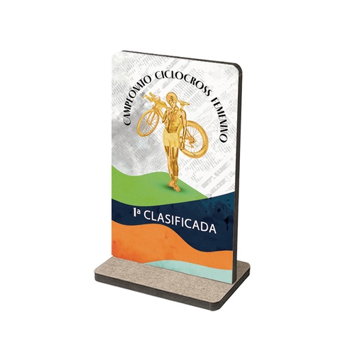 Trofeo de madera TW07 rectangular con base de madera