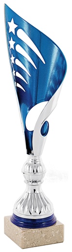 Trofeo bicolor azul/plata c/estrellas