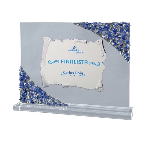 Placa homenaje de cristal en 3 tamaños. Ref. SIENA BRUTO