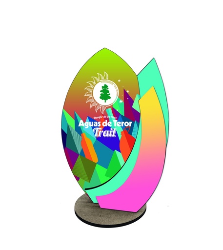 Trofeo de madera TW09 rectangular de 5 mm con base de madera