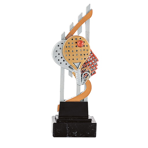 Trofeo de resina figura raqueta Pádel en 3 alturas. Ref. 24118