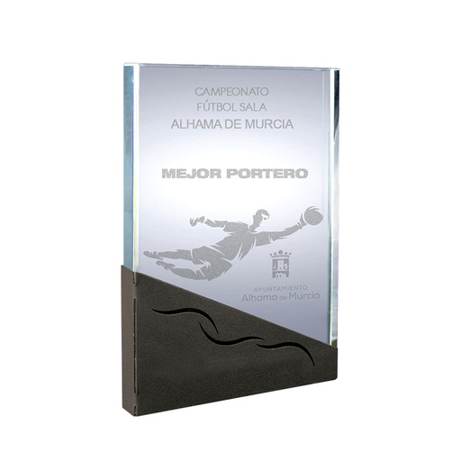 Trofeo cristal de 19mm de grosor con base de metal. Ref. 24085