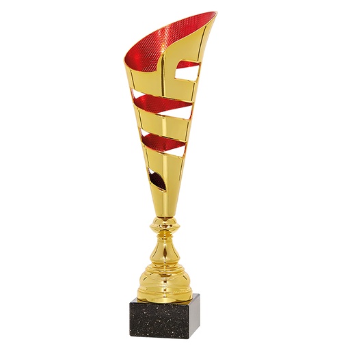Copa dorada con troquelado en rojo