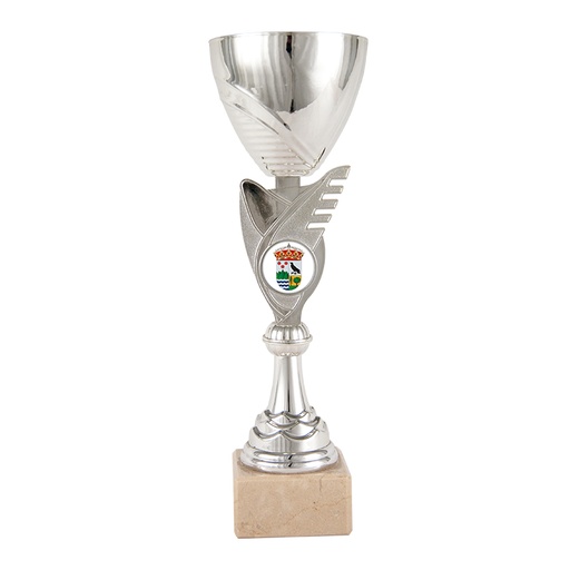 Trofeo copa plata con disco centro