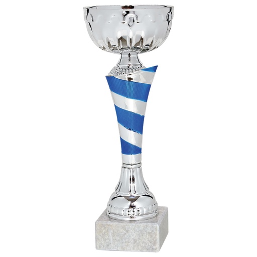 Trofeo copa con base bicolor plata/azul
