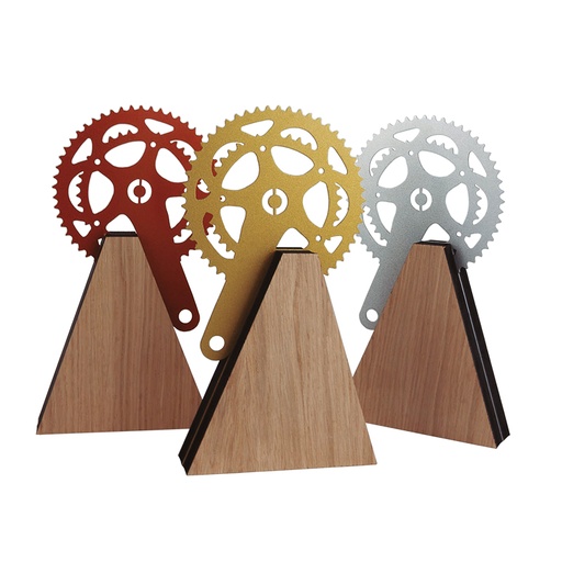 Trofeo metal Ciclismo con peana de madera nude 25cm