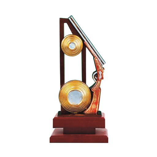 Trofeo resina tiro al plato con peana de madera (24186) 1588.2 BRUTO