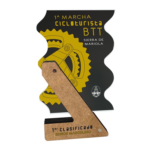 Trofeo TWM10 de madera y metacrilato impreso a todo color