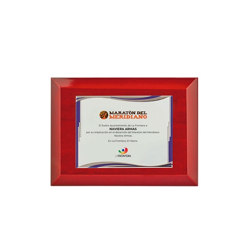 Placa homenaje en aluminio de 3 tamaños. Ref. EPIRO