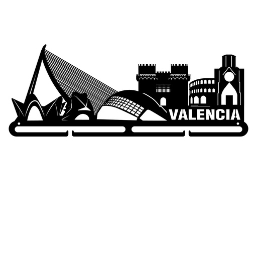 [MDL.039-1] Medallero metal skyline Valencia de 400x155mm